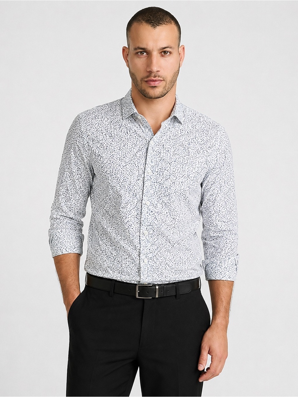 Express Extra Slim Floral Print Button Down Shirt | Size Large 16–16.5
